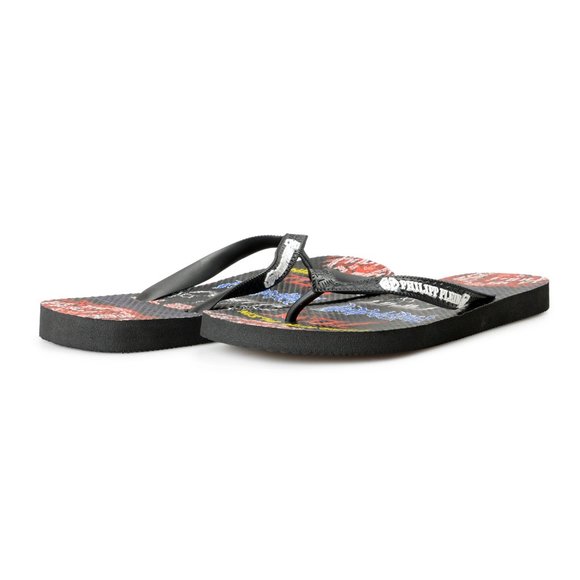 Philipp Plein Black/Multi Rubber Logo Print Flip Flops Shoes main image 7